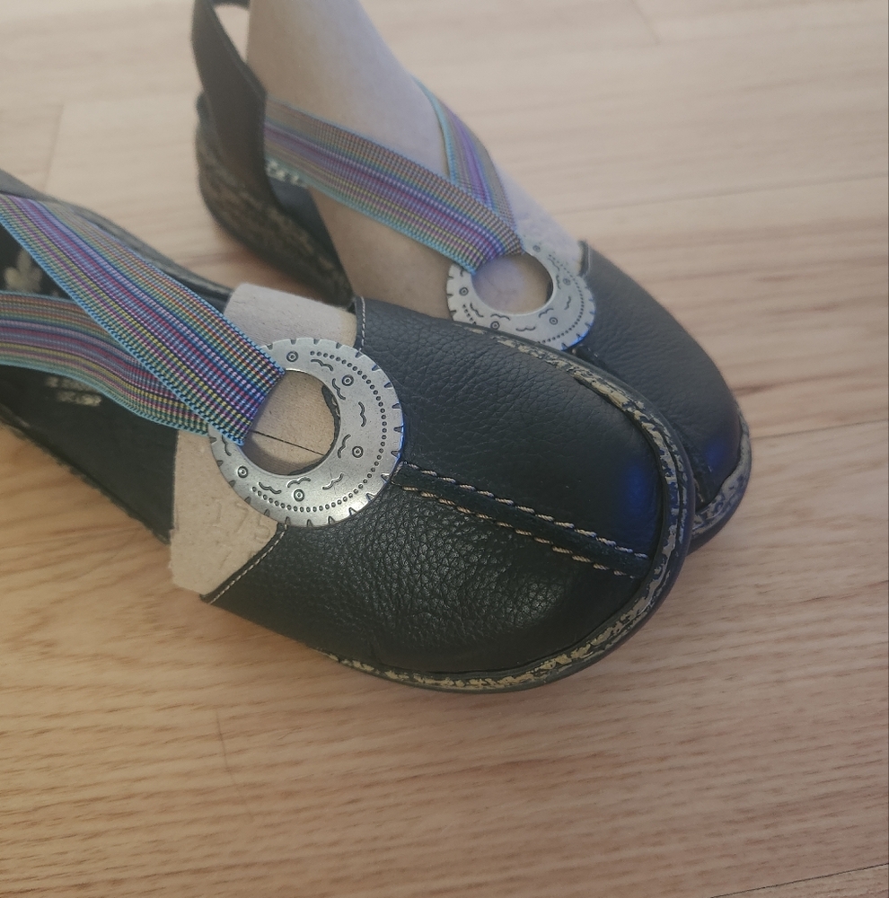 RIEKER Daisy Slingback Antistress Black Strap Shoes 8 US, 39 EU